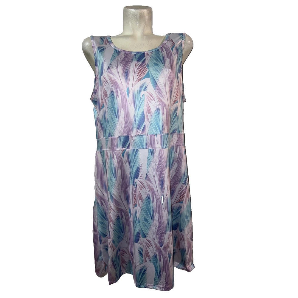 Keep It Cool Performance Outfitters Women's XL Sleeveless Feather Print Dress